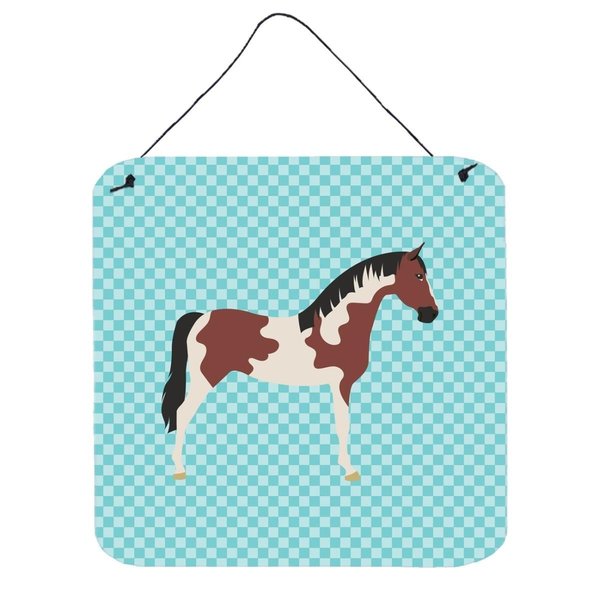 Micasa Pinto Horse Blue Check Wall or Door Hanging Prints, 6 x 6 in. MI231355